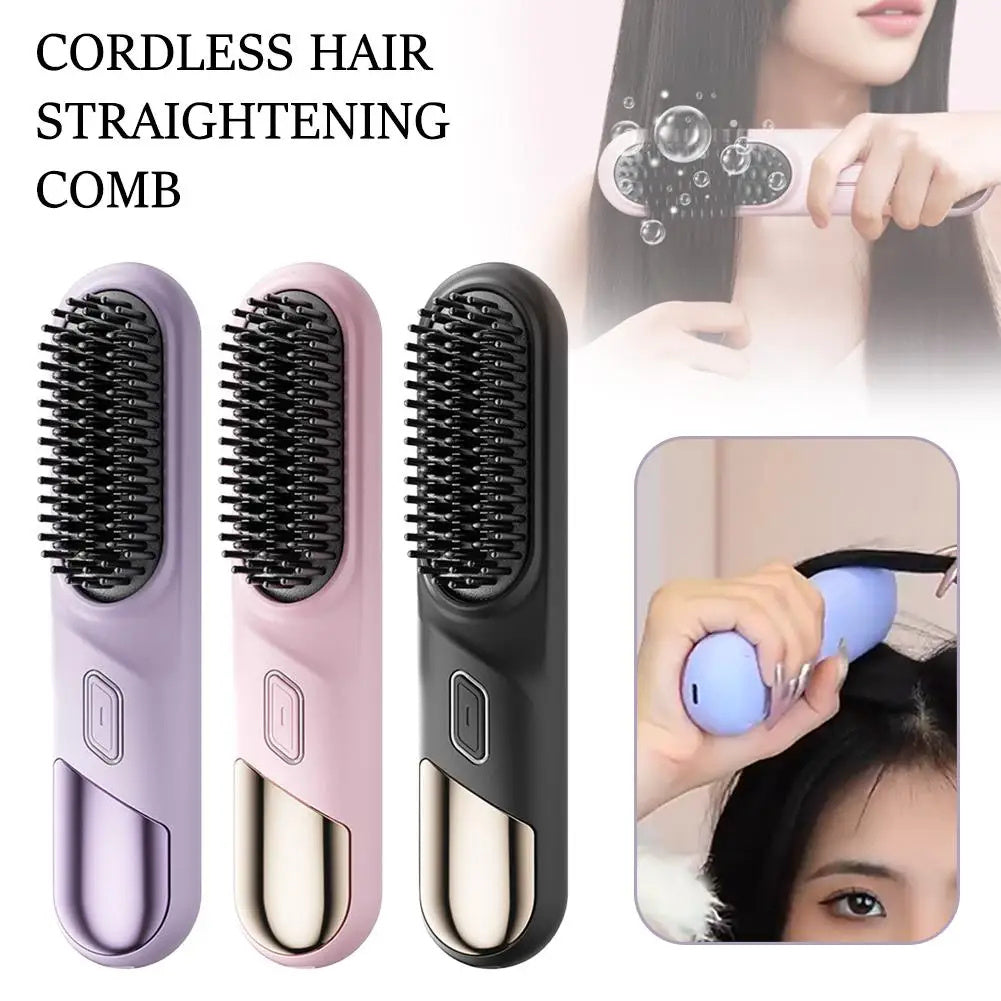 Wet Dry Cordless Hair Straightener Brush