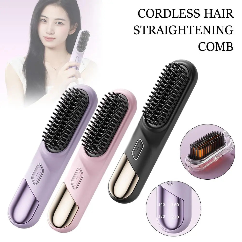 Wet Dry Cordless Hair Straightener Brush